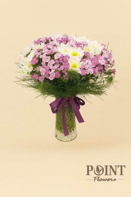 Buca Çiçekçi Cam Vazoda Papatya ve Hüsnü Yusuf Çiçekleri ARJ0054