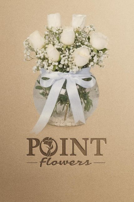 Buca Çiçekçi Cam Fanusta 7 Dal Beyaz Güller ARJ0070