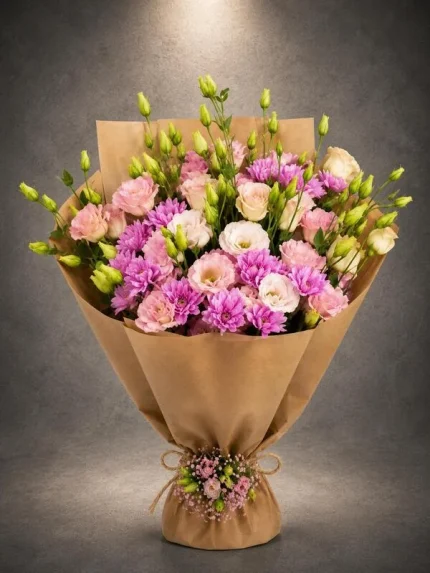 Premium Pembe Lisyantus Buketi Buca Çiçekçi BKT0053