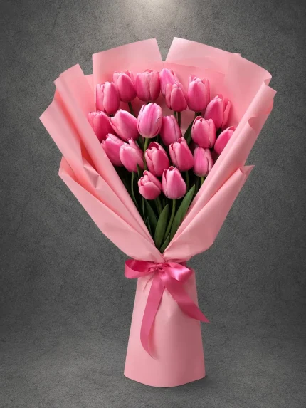 Pembe Lale Buketi. 20 Dal. Buca Çiçekçi. BKT0059