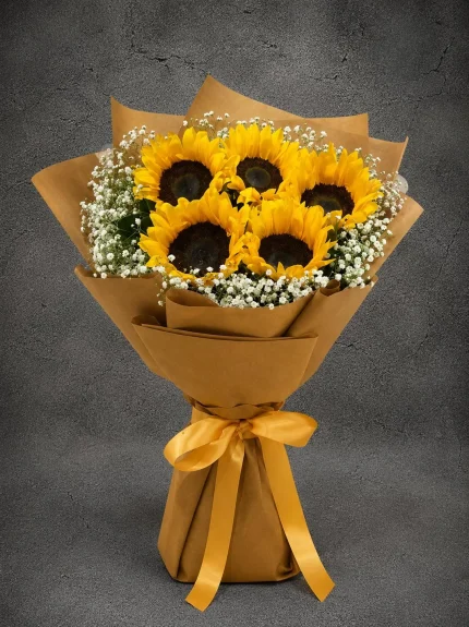 Ayçiçeği Buketi. 5 Dal. Buca Çiçekçi. BKT0073