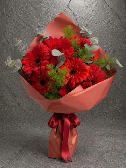 Kırmızı Gerbera Buketi. Buca Çiçekçi. BKT0099