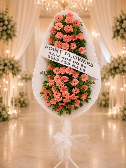 Pembe Gerbera Çelenk. Buca Çiçekçi. CLK0024