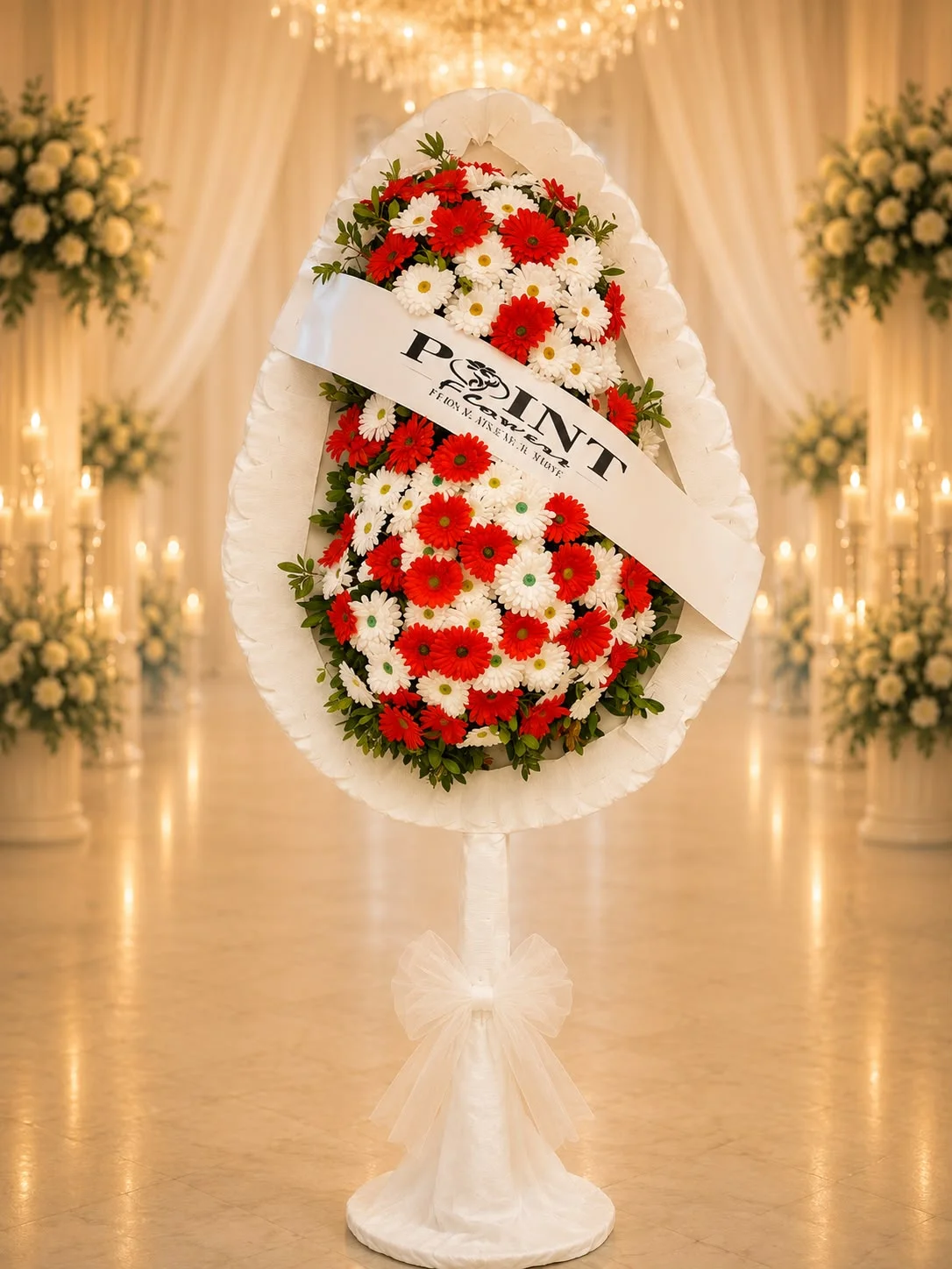 Buca-Cicekci-I-Izmir-Cicekci-CLK0051 Buca Çiçekçi YAPAY Kırmızı / Beyaz Gerbera Çelenk CLK0051