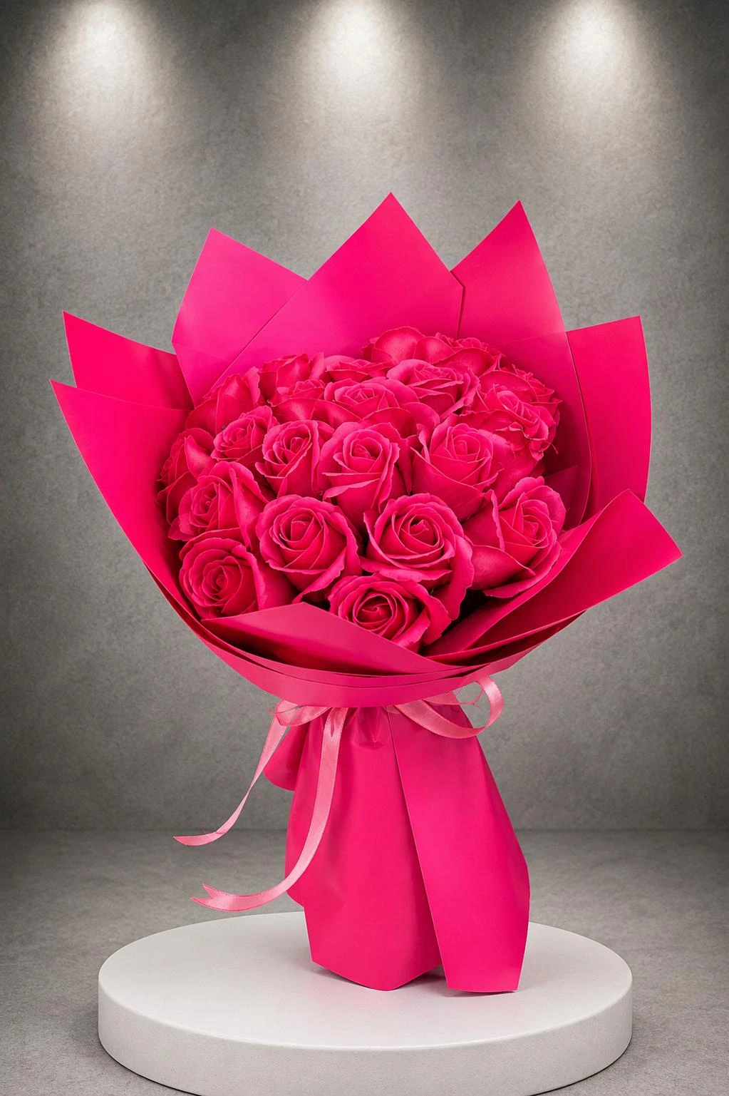 Fuşya Rüya Yapay Gül Buketi YPY0014 Fuşya Rüya Yapay Gül Buketi YPY0014 fuşya yapay güllerden hazırlanan romantik çiçek buketi