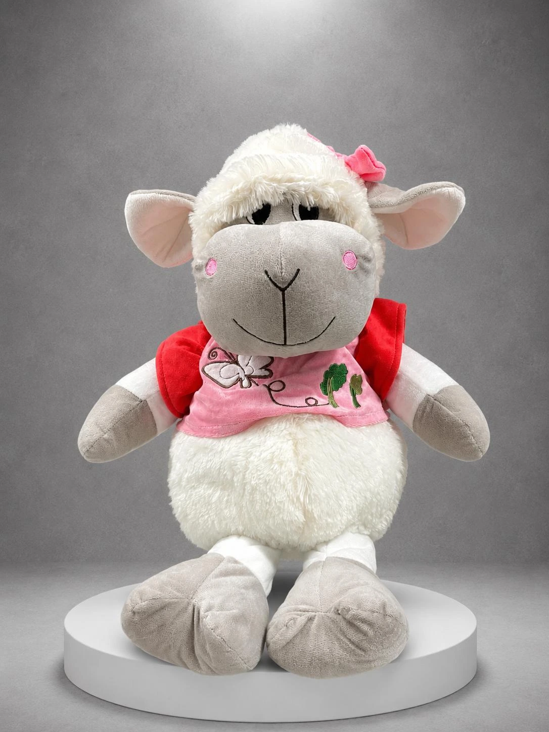 Sevimli Kuzu Peluş Oyuncak 35 cm – PLS0020 Sevimli Kuzu Peluş Oyuncak 35 cm PLS0020 beyaz ve pembe premium peluş oyuncak